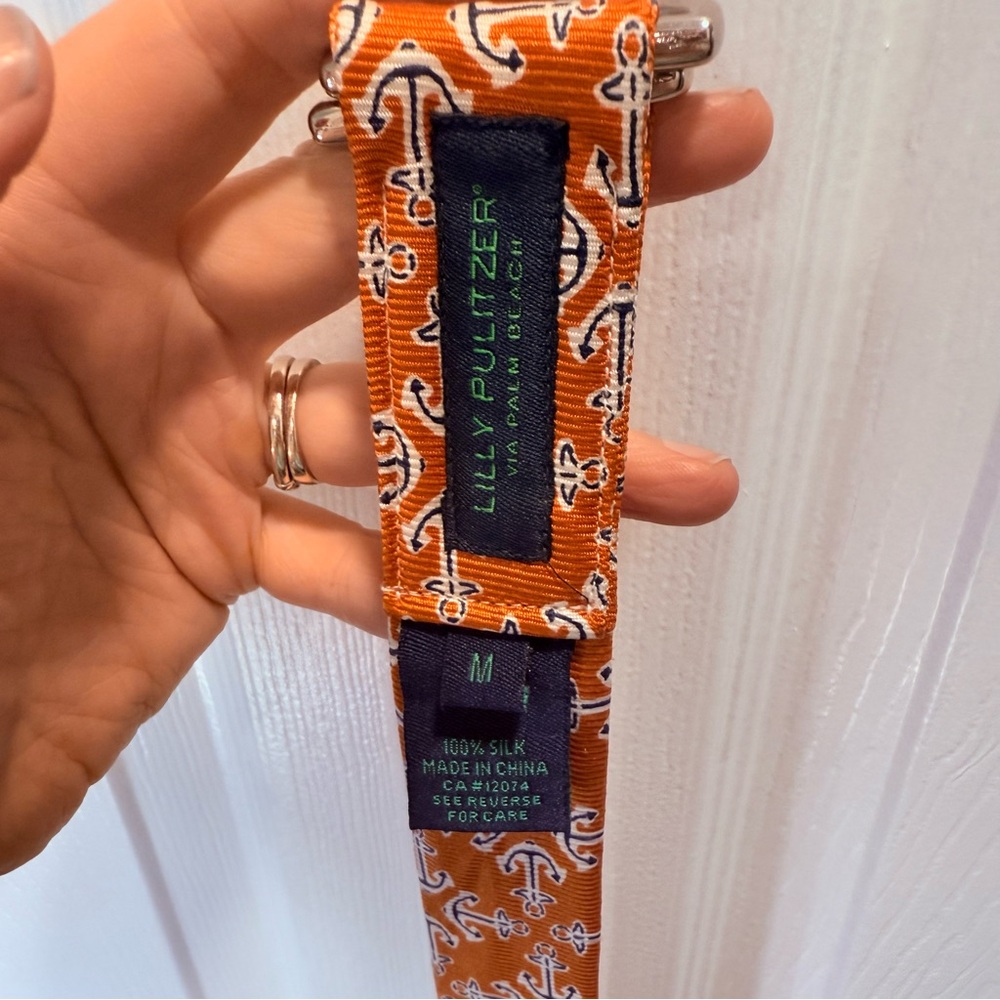 Lilly Pulitzer Via Palm Beach ⚓️ Orange and White Silk Belt Anchor Print - Picture 3 of 3